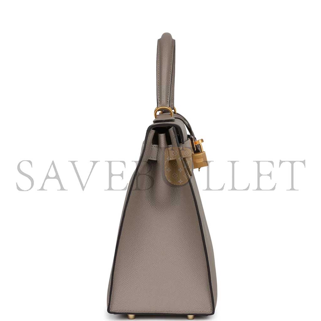 H**mes kelly sellier 28 gris asphalte verso epsom brushed gold hardware (28*22*10cm)